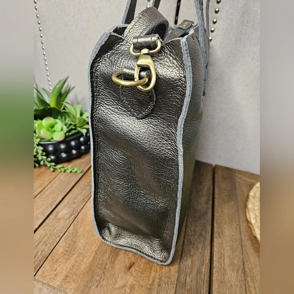 Portland Leather Goods Lola N/S Zippered Crossbody Tote Stardust - Picture 9 of 15